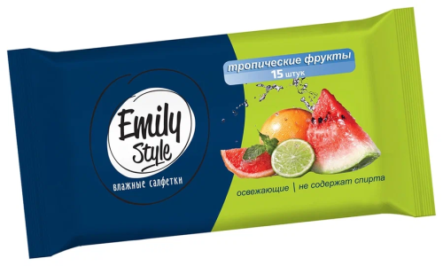 EMILY STYLЕ салфетки влажные универсальные тропические фрукты 15шт_